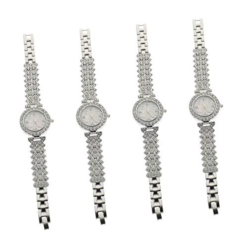 Mikikit 4stücke Dekorative Armbanduhr Mit Strassverzierung Für Vielseitige Quarzuhr Als Modisches Accessoire Für von Mikikit