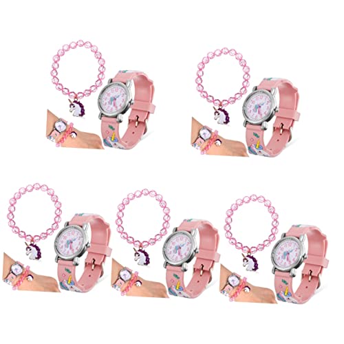 Mikikit 5 Sätze Armband für Kinderuhren Cartoon-Uhr für Mädchen achten Sie auf Bettelarmband Geschenke Kinder schauen zu Einhornuhr für Kinder Mode Anschauen Schmuck Kleinkind Glas von Mikikit