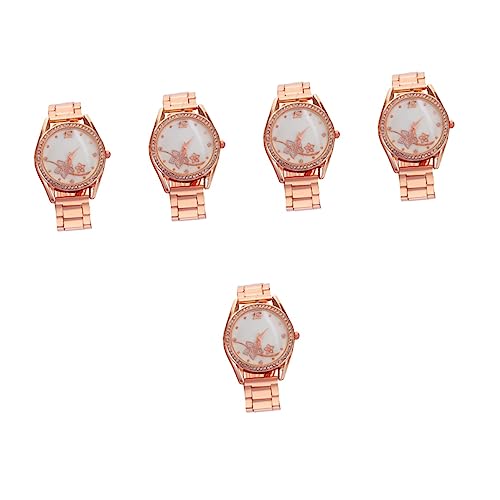 Mikikit 5-teiliges Quarzuhrwerk Für Damen Blumendesign Armbanduhr Für Mädchen Leicht Und Bequem Für Den Alltag Partys Abschlussfeiern Reisen von Mikikit
