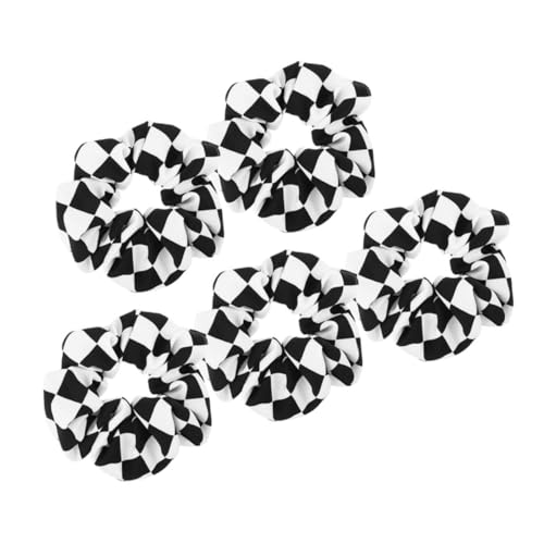 Mikikit 5 Stück Haarring Kariert Plaid Band Scrunchies-bänder Für Das Haar Knusprig Groß Elastisch Stoff Pferdeschwanzhalter Haargummis Für Frauen Haargummis Keine Schäden Schwarz Chiffon von Mikikit