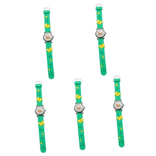 Mikikit 5 Stück Jungen- Und Mädchenuhren Mädchen-Uhr Cartoon-analoguhr Studenten Dekorative Armbanduhr Silikonarmband von Mikikit