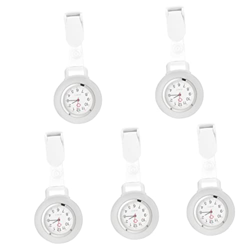 Mikikit Uhr Damen Pflege Uhr 5st Brustuhr Ansteckuhren Für Krankenschwestern Schwesternuhr Zum Anklemmen Krankenpflege-hängeuhr Broschen Für Frauen Arzt Weiß Damen Haupt Schutzglas von Mikikit