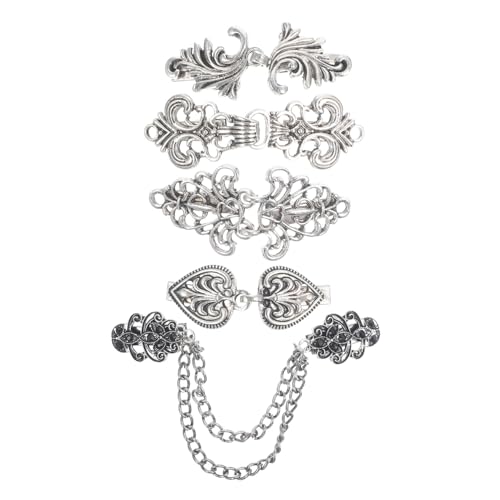 Mikikit 5 Stück Teiliges Vintage Cloak Clasp Pullover Clips für Strickjacken und Schals Eleganter Karomuster Cardigan Clip Vielseitiger Umhangverschluss für Damen und Herren von Mikikit