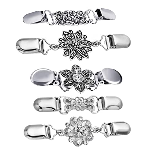 Mikikit 5 Stück Vintage Sweater Shawl Clip Teiliges aus Legiertem Material Retro Cardigan Verschlussbrosche für Damen Eleganter Strickjackenclip Vielseitig für Pullover Zufällige Farbe von Mikikit