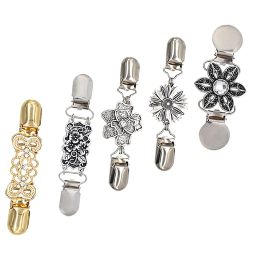 Mikikit 5 Stück Vintage Teiliges Strickjacken und Schalclips mit Blumenmotiv Dekorative Kragenhalter für Damen Sichere und Kratzfreie Pullover und Blusenverschlüsse Vielseitig für von Mikikit