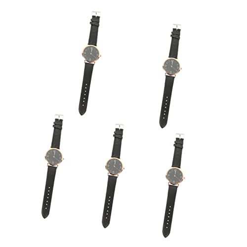 Mikikit 5stücke Damen Armbanduhr Minimalistisch Analog Uhr Für Stilvolle Lederarmbanduhr Für Alltag Partys Und Besondere Anlässe von Mikikit
