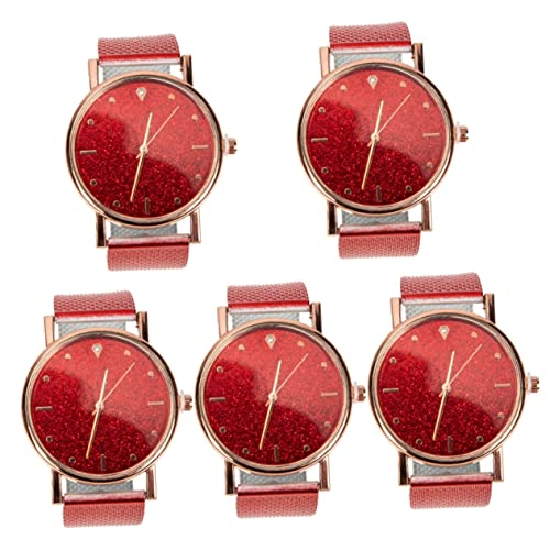 Mikikit 5 Stücke Verstellbare Uhrenarmbänder Damen Weibliche Armbandabnutzung Business Dame Dekorative Armbanduhren Opulenz Damen Strass Silikon Freizeitband Mit Bewegung Bequem von Mikikit