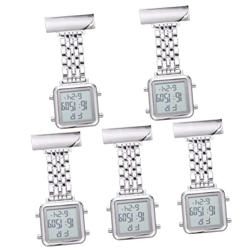 Mikikit Pflegeuhr Digital Hängend 5-teiliger Clip-doktor Tragbare Tagesbatterie Entzückendes Stoppuhr- Mit Uhr Ärztezifferblatt Nachtleuchtend Auf Klinik-Clip Taschen- -anhänger Clip Uhr Mit Alarm von Mikikit
