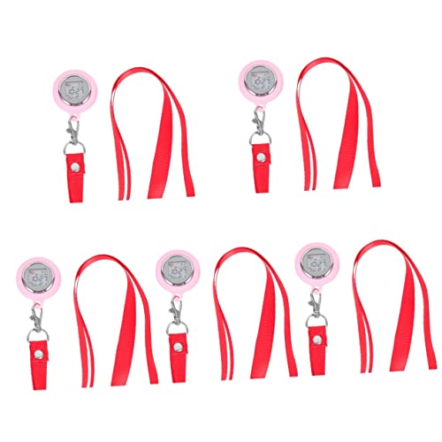 Mikikit 5Pcs Hängender Schlüsselanhänger Krankenschwestergurt Digitaler Schlüssel LED-Ringtasche Lesen Studenten Tragbare Krankenschwesterfunktion Arztanhänger Runde Uhren Lanyard Hals von Mikikit