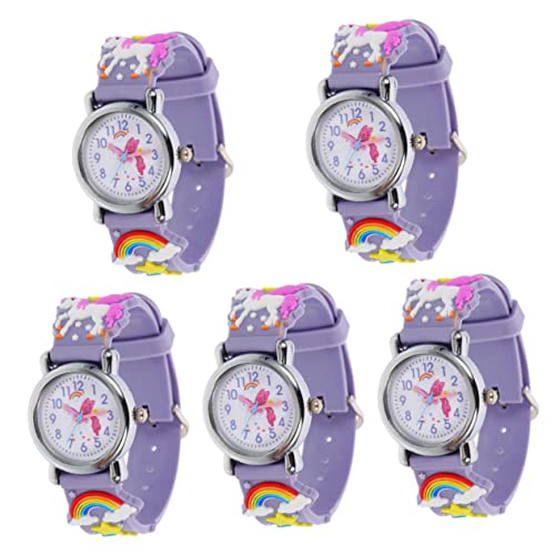 Mikikit 5st Zeichentrickuhr Für Kinder Mädchenuhren Im Alter Von 7-10 Jahren Karikatur Kinder Armbanduhr Uhr Für Mädchen Kinderuhren Süße Kinderuhr Junge Mädchen Niedlich Kieselgel Student von Mikikit