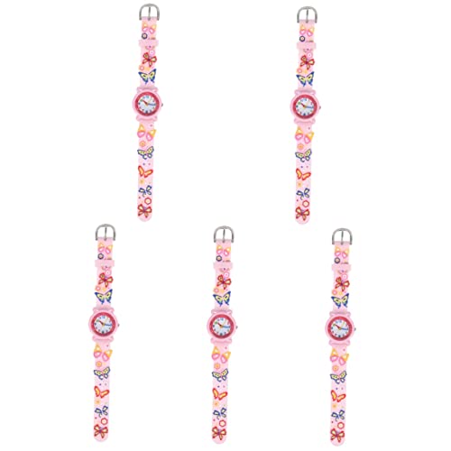Mikikit 5stücke Kinderuhr Mit Cartoon Design wasserdichte Armbanduhr Für Jungen Und Mädchen Leicht Lernen Uhrzeit Mit Buntem Silikonband von Mikikit
