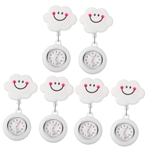 Mikikit 6 Muster Cartoon Hängende Zweite Brosche Uhr – Hand Ärzte Krankenpflege Abzeichen Uhr Verwendung Clip – Damen von Mikikit
