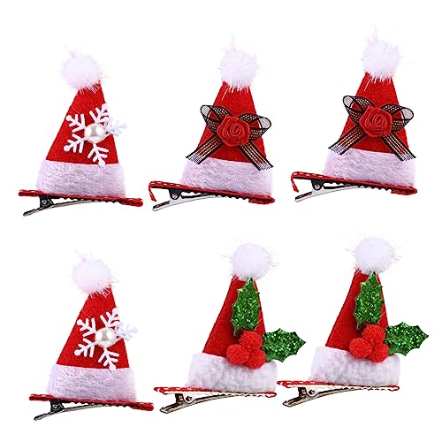 Mikikit 6 Stück Teiliges Weihnachtsmützen Haarspangen für Rutschfeste Haarschmuck mit Bunten Farben Bequemes Design Geeignet für Weihnachten Party Geburtstag und Karneval von Mikikit