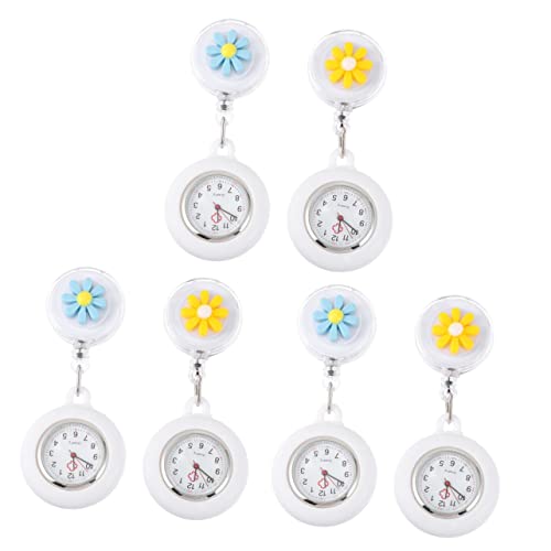 Mikikit 6 Taschenuhr Schlüssel Broschen Für Frauen Brustuhr Arztes Ansteckuhren Für Damen Hängende Uhr Herrenuhren Hängende Clip-Uhr Digitaler Karikatur von Mikikit