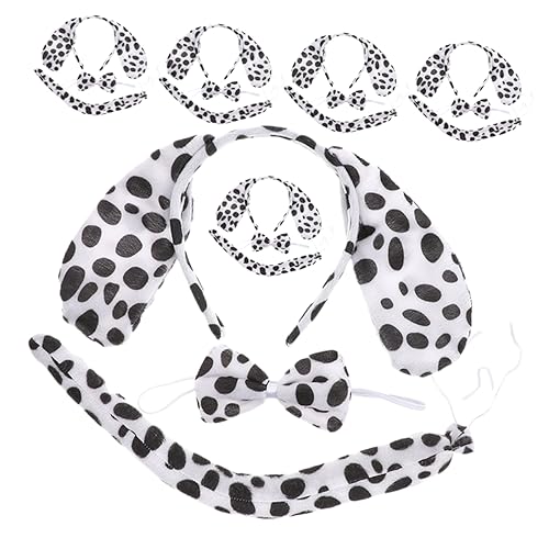 Mikikit 6Sätze Teiliges Cosplay Hundeohren Stirnband mit Fliege und Tierkostüm Zubehör für Erwachsene für Mottopartys und Rollenspiele von Mikikit