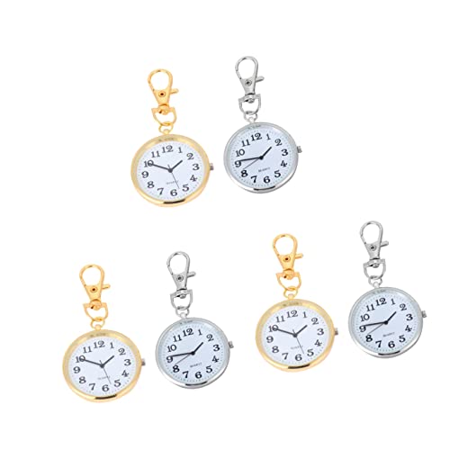 Mikikit 6stücke Quarz Taschenuhr Mit Schlüsselanhänger Für Pflegekräfte Und Senioren Tragbare Uhr Mit Großem Ziffernblatt Silber Und Gold Für Alltag Und Besondere Anlässe von Mikikit