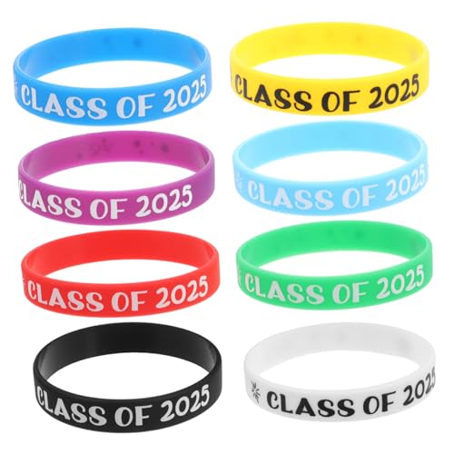 Mikikit 8 Stück Teiliges Silikonarmband Graduation Class Of Graduation Party Zubehör Langlebige Bequeme Abschlussfeier Armbänder für Kindergarten und Universität von Mikikit