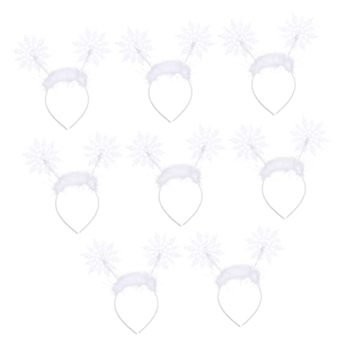 Mikikit 8 Stück Teiliges Weihnachts Haarreif mit Langlebigen Verschleißfesten Schneeflocken Festlicher Haarschmuck für Xmas Partys und Cosplay Weiße Kopfbedeckung für Festliche und von Mikikit