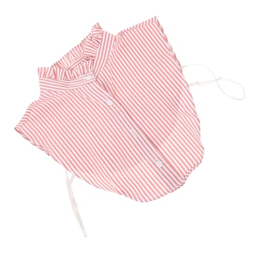 Mikikit Abnehmbarer Damen Krageneinsatz Gestreifter Fake Kragen Weicher Warmer Einsatz für Pullover Neck Strickjacken und Blusen Vielseitiger Modischer Halstuch Ersatz Rosa von Mikikit