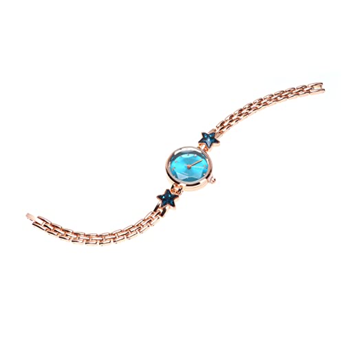 Mikikit Damen Armbanduhr Quarzuhr Sternform Strass Zarte Handgelenksdekoration Präzises Quarzwerk für Freundinnen Blau von Mikikit