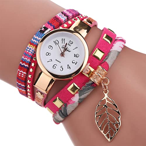 Mikikit Geburtstagsgeschenke Mode Damenuhren Armbanduhr Handgelenk Rose Dame Frauen Klassische Uhren Rotes Kleid Quarz Armbanduhr en Modische Quarzuhr Damenuhr von Mikikit
