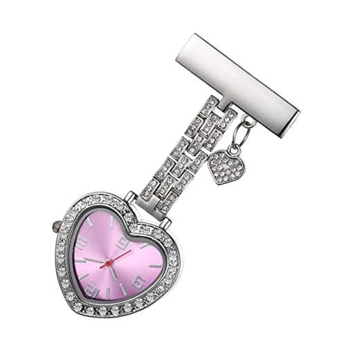 Mikikit Krankenschwesteruhr Zum Anstecken Taschenuhr Mit Herz-Clip-Design Hängende Uhr Für Damen Stilluhr Für Medizinisches Personal Filigrane Form Und Glatte Oberfläche von Mikikit