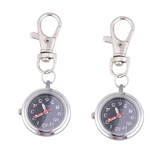 Mikikit Taschenuhr Mit Schlüsselanhänger Große Zahlen Für Einfaches Ablesen Für Paare Männer Und Frauen Schwarz 2 Stück von Mikikit