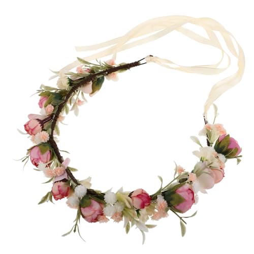 Mikikit Blumenstirnband Für Frauen Rosenblumenkrone Für Braut Blumenhaarband Für Hochzeit Party Festival Blumenkopfschmuck Mit Band Für Mädchen Kranzstirnband Aus Langlebigen von Mikikit