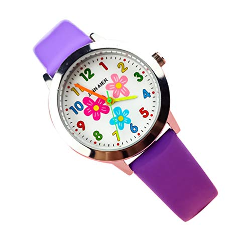 Mikikit Entzückende Jungen und Mädchen Armbanduhr Blumen-Design Quarzwerk Geburtstag Kleinkinder und Studenten von Mikikit