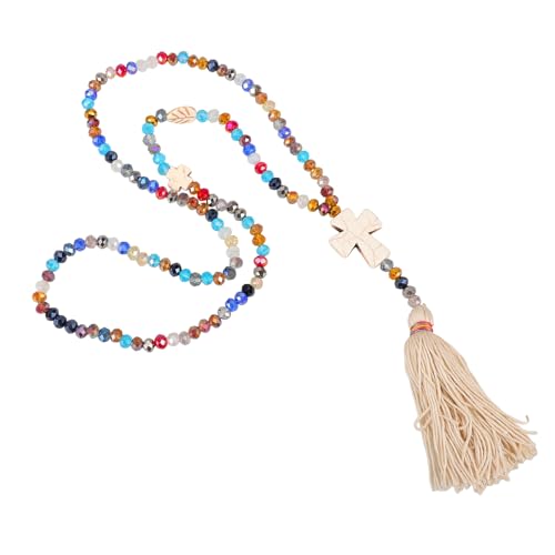 Mikikit Boho Bunte Halskette mit Quasten Anhänger Sweater Kette für Damen Eleganter Schmuck für Alltag und Festlichkeiten Verarbeitung Vielseitig Kombinierbar von Mikikit