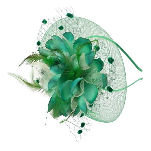 Mikikit Braut Hut Miniatur Haarnadeln Fascinator Stilvolle Cocktailparty-hüte Blumen Stirnband Hochzeit Haar Accessoire Netz Schleier Klemme Clip Für Party Oberteil von Mikikit