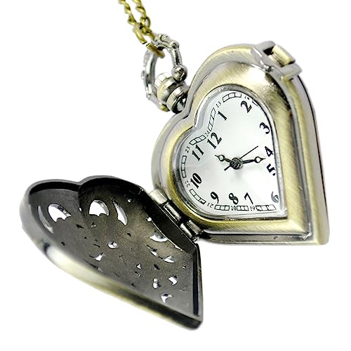 Mikikit Herzförmige Taschenuhr Vintage Quarz Uhr Für Damen Und Herren Stilvolle Kleidung Dekoration Antikes Design Geschenkidee Für Jeden Anlass von Mikikit