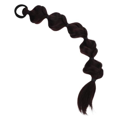 Mikikit Bubble Braid Pferdeschwanz-haarperücke Für Mädchen Geflochtene Haarverlängerungen Mit Blasenstruktur Einfache Anwendung Mit Haargummis Synthetisches Material Dunkelbraune Farbe von Mikikit