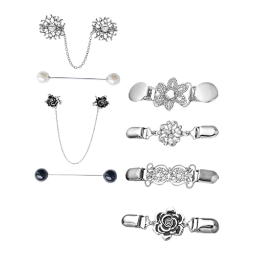 Mikikit Cardigan Kragenclip aus Langlebiger Legierung Fein Verarbeitetes Vintage Sweater Clip Schmuck Eleganter Pullover Broschenverschluss für Damen und Herren Teiliges Design von Mikikit