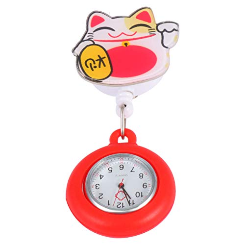 Mikikit Arztuhr Clip- On Pocket Watch: Einziehbare Uhr Hängen Uhr Geschenkuhr für Dekor Verwendung Silikon Quarz Uhren Happy Face Clip auf FOB Watch für Teleskopuhr von Mikikit