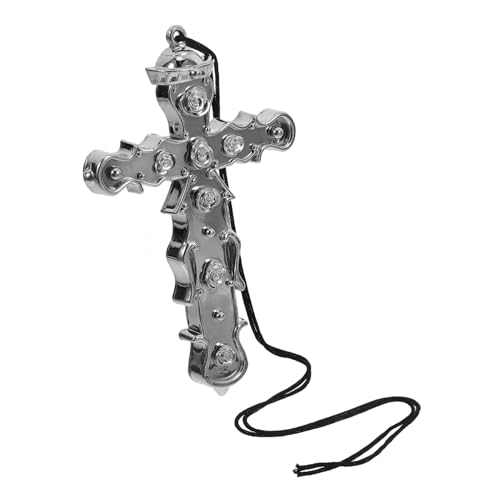 Mikikit Cross Pendant Necklace für Halloween Cosplay Unisex Religionskette aus Silberner Kreuzanhänger für Kostüm Accessoires von Mikikit
