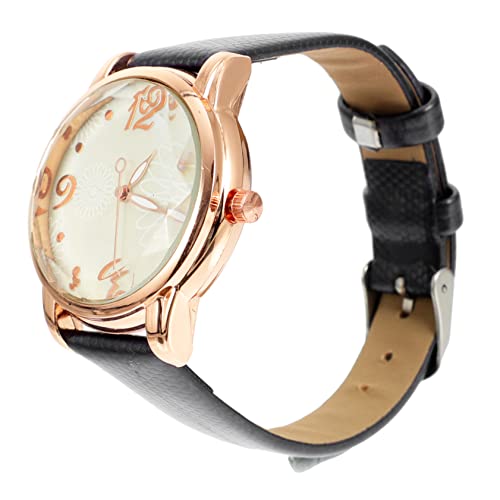 Mikikit Damen Armbanduhr Mit Snake Pattern Minimalistisches Design Schwarze Lederbanduhren Für Alltag Für Frauen Und Mädchen Quarzuhr von Mikikit