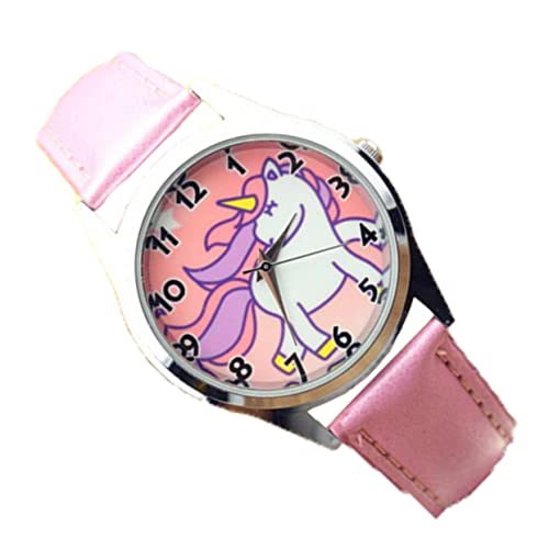 Mikikit Geschenke Damen Geschenk Stilvoll Kreativ Handgelenk Student Digital Kinder Für Einhorn Leder Uhr Cartoon Band Zart Rosa Künstlich Metall Reizend Kinder Mädchen Studenten Sportuhr von Mikikit