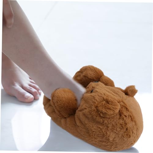 Mikikit Damen Hausschuhe Plüsch Winter Slipper Flauschig Warm Rutschfest Weiche Indoor Pantoffeln Einheitsgröße Hellbraun von Mikikit