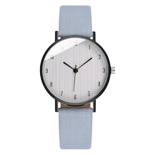 Mikikit Damen Quarzuhr Ultradünn mit Holzoptik Zifferblatt - Elegantes Armbanduhr Blau für Business & Alltag, Lederarmband Uhr für Frauen von Mikikit