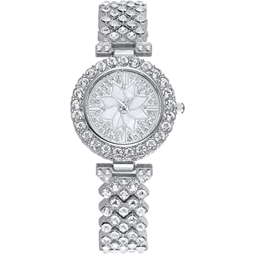 Mikikit Damen Armbanduhr Mit Rhinestone-verzierung Verstellbares Armband Präzise Zeitmessung Für Besondere Anlässe Und Tägliche Outfits Silberfarben von Mikikit