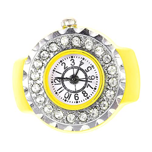 Mikikit Digital Anders Strass Unisex Urlaub Graduierung Gelb Rund Valentinsgruß Band Mikro Männer Elastisch Uhren Kristall Geschenk Mode Niedlich Stilvoll Diamanten Ziffern Kreis Für von Mikikit