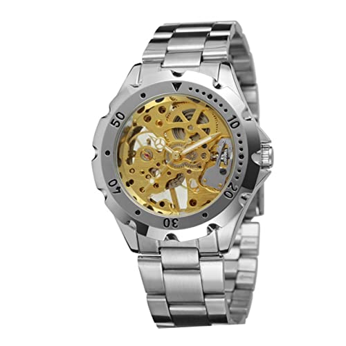 Mikikit Automatische Mechanische Herrenarmbanduhr Mit Edelstahlband Gold Und Silber Stilvolle Präzise Zeitmessung Für Alltag Und Business Für Und Jungen Geeignet von Mikikit