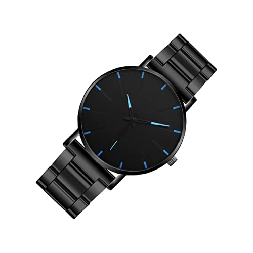 Mikikit Herrenuhr Stahluhr Für Herren Schwarzes Metall Achten Sie Auf Herrenmodeuhr Geschenk Ansehen Blaue Geschenke Männer Geschenke Männer Sehen Beiläufig Glas Armband Mann von Mikikit