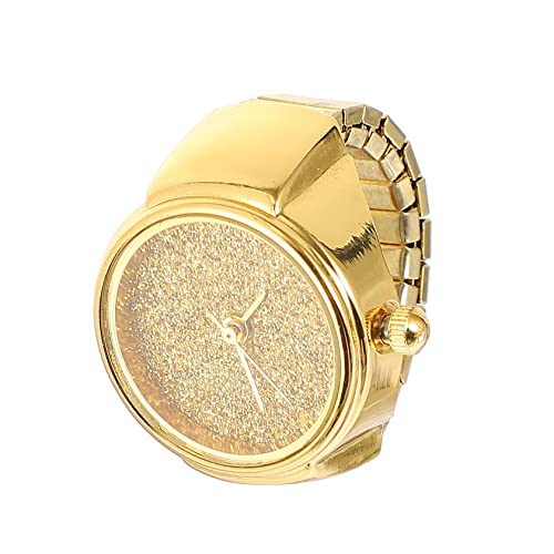 Mikikit Ringuhr Einfache Ringe Geburtstagsgeschenk Weiblich Ringemode Geschenke Dekoration Ihn Ihre Ring Weihnachten Uhr Golden Vintage Chic Frauentag Design Mini Uhr Schmuckuhr von Mikikit