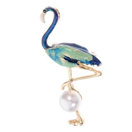 Mikikit Perlenbrosche Flamingo Brosche Legierung Anstecknadeln für Damen Hochzeitsgeschenke Kleidungszubehör von Mikikit