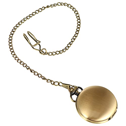 Mikikit 1stück Retro Taschenuhr Mit Kette Klassische Doppelansicht Große Quartz Uhr Mit Antik-Finish Dekoration Für Und Für Besondere Anlässe von Mikikit