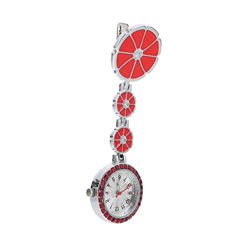 Mikikit Taschenuhr Schwesternuhr Fob Pocket On Watch- Persönlichkeit Digital Ärzte Muster Clip-On Brosche Zartes Abzeichen Leuchtend Clip Für Geformte Hängende Rote Reel Ree Uhr Pflegeuhr von Mikikit