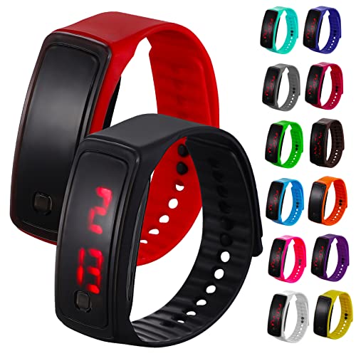 Mikikit Für Kinder Ansehen 14 Stück Jungen Handgelenk Party Bands Uhr Unisex Elektronische Student Kinder Teen Uhren Rückkehr Silikon LED Mädchen Mit Digitalem Geburtstag Für von Mikikit