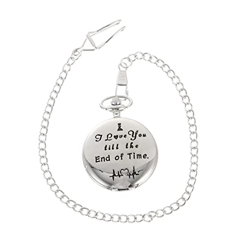 Mikikit Holztaschenuhr Für Herren Mit Kette Retro Design Analoge Uhr Batterie Betrieben Leicht Zu Tragen Tragen von Mikikit